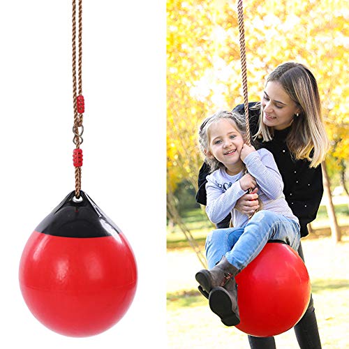 Wgwioo Niños Oscilación Pelota Inflable con Asiento Cuerda Colgante Cadena De Columpio para Parque Infantil Árbol Al Aire Libre De Interior,Rojo,38cm