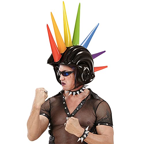 WIDMANN 01459 Casco Hinchable con Multicolores Pinchos para Adultos, 90 cm, Color Negro