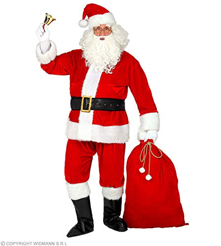 Widmann 10668-Kostüm Weihnachtsmann 10668 – Disfraz, chaqueta, pantalones, cinturón, gorro, barba, gafas, cubrebotas, saco de Papá Noel, Santa Claus, San Martin, Navidad, Adviento, color rojo, XXL-3XL