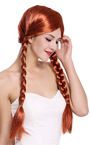 WIG ME UP- 90958-ZA131 Peluca Mujer Carnaval Halloween Rojo Largo Trenzas Trenzadas Colegiala traviesa