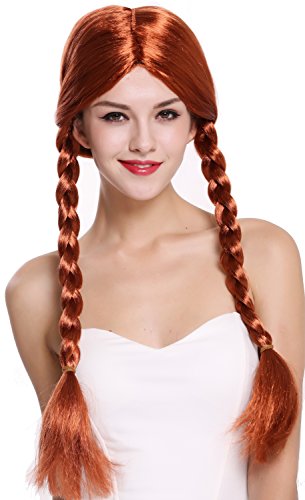 WIG ME UP- 90958-ZA131 Peluca Mujer Carnaval Halloween Rojo Largo Trenzas Trenzadas Colegiala traviesa