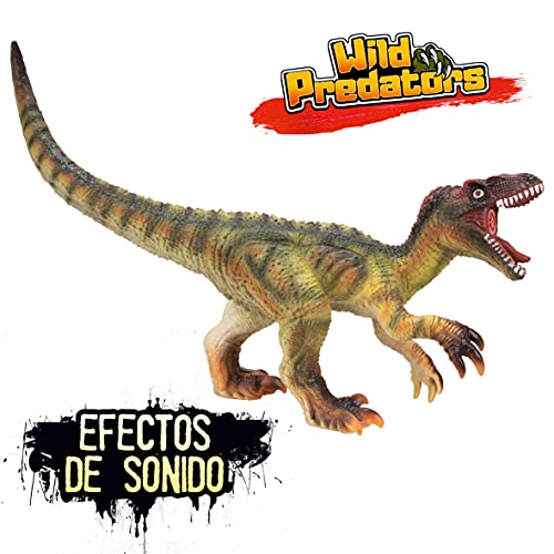 Wild Predators - Velociraptor Foam, Blanditos con Sonido, Figuras Dinosaurios Juguetes Niños 3 años o más, Dinosaurio Gigante Juguete, Verde, 3 Años O Más