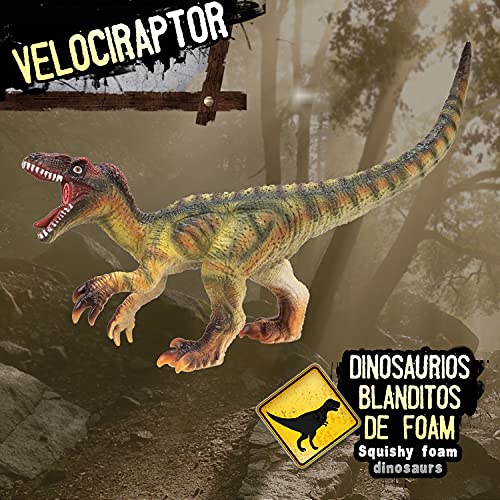 Wild Predators - Velociraptor Foam, Blanditos con Sonido, Figuras Dinosaurios Juguetes Niños 3 años o más, Dinosaurio Gigante Juguete, Verde, 3 Años O Más