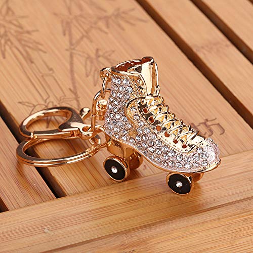 Wimagic 1 llavero con forma de patines de diamantes de imitación con forma de llavero para coche, ideal como regalo de fiesta de cumpleaños para mujeres y niñas, color rosa