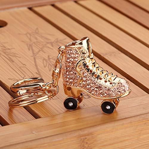 Wimagic 1 llavero con forma de patines de diamantes de imitación con forma de llavero para coche, ideal como regalo de fiesta de cumpleaños para mujeres y niñas, color rosa