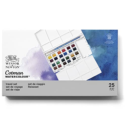 Winsor & Newton acuarela Cotman - Caja de acuarela en tubo Pintor Plus - set de 24 medio godets, colores surtidos