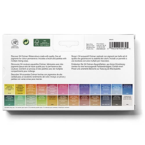 Winsor & Newton acuarela Cotman - Caja de acuarela en tubo Pintor Plus - set de 24 medio godets, colores surtidos