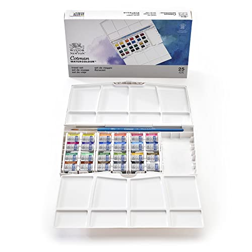 Winsor & Newton acuarela Cotman - Caja de acuarela en tubo Pintor Plus - set de 24 medio godets, colores surtidos