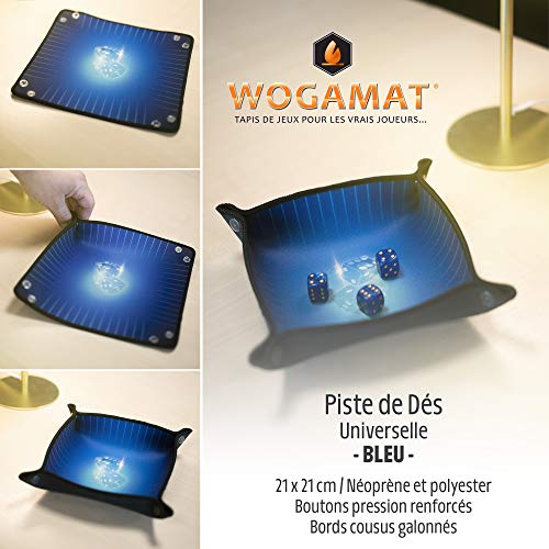 WOGAMAT – Pista de los azul de lujo de neopreno – Tejido Premium UltraSmooth con borde Galonne – Bandeja para jugar, plegable, ligera y portátil, tipo de juego 421, Yams, Societa, Role, niño y adulto