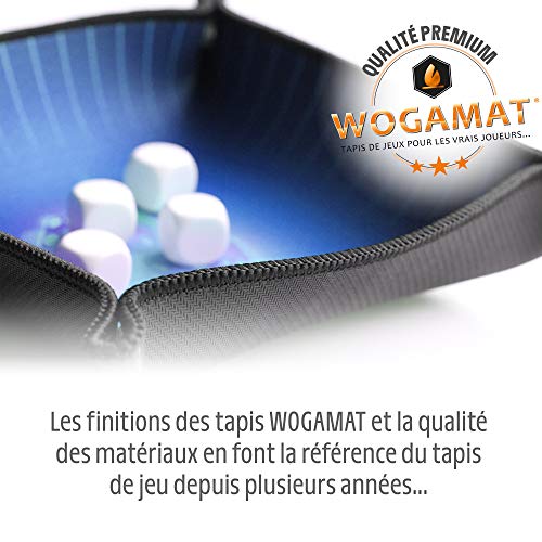 WOGAMAT – Pista de los azul de lujo de neopreno – Tejido Premium UltraSmooth con borde Galonne – Bandeja para jugar, plegable, ligera y portátil, tipo de juego 421, Yams, Societa, Role, niño y adulto