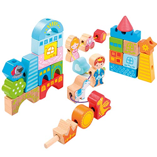 WOOMAX - Juego construcción madera castillo 32 piezas woomax (46439)