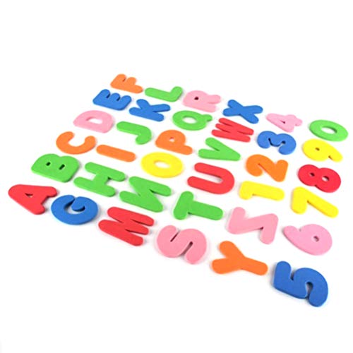 Woorea 36 Piezas de Letras de la A-Z y 0-9 Números,Juguetes de Baño para Bebés Letras y Números de Espuma Pegatinas de Pared para Bañera,Niños Juguetes de Baño