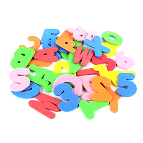 Woorea 36 Piezas de Letras de la A-Z y 0-9 Números,Juguetes de Baño para Bebés Letras y Números de Espuma Pegatinas de Pared para Bañera,Niños Juguetes de Baño