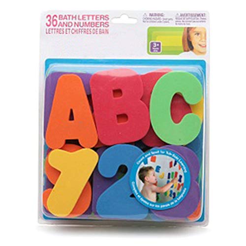 Woorea 36 Piezas de Letras de la A-Z y 0-9 Números,Juguetes de Baño para Bebés Letras y Números de Espuma Pegatinas de Pared para Bañera,Niños Juguetes de Baño