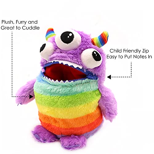 Worry Yummy Juguete de peluche para niños, 28 cm (11 pulgadas), suave juguete para niños, ansiedad, estrés y miedo, para reducir el miedo, color morado