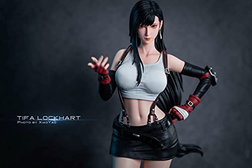 Wuhuayu Final Fantasy VII Figura - Pps Studio Tifa Lockhart Resina Realizada 1/4 Estatua De Escala, 22 '' Alta, Fina Y Delicada Figura Estatua, Viene con Una Moneda Conmemorativa única(Color:Tifa)