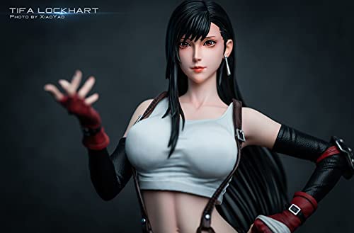 Wuhuayu Final Fantasy VII Figura - Pps Studio Tifa Lockhart Resina Realizada 1/4 Estatua De Escala, 22 '' Alta, Fina Y Delicada Figura Estatua, Viene con Una Moneda Conmemorativa única(Color:Tifa)