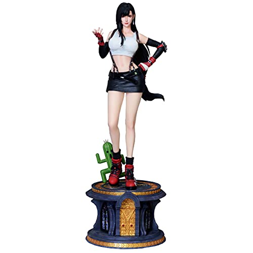 Wuhuayu Final Fantasy VII Figura - Pps Studio Tifa Lockhart Resina Realizada 1/4 Estatua De Escala, 22 '' Alta, Fina Y Delicada Figura Estatua, Viene con Una Moneda Conmemorativa única(Color:Tifa)