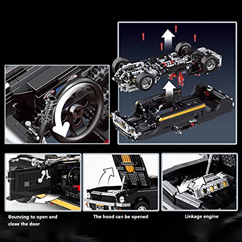 WWEI de construcción para vehículos deportivos, bloques de construcción, 2,4 GHz, coche de carreras teledirigido con mando a distancia y motores, 1817 bloques compatibles con Lego Ford Mustang