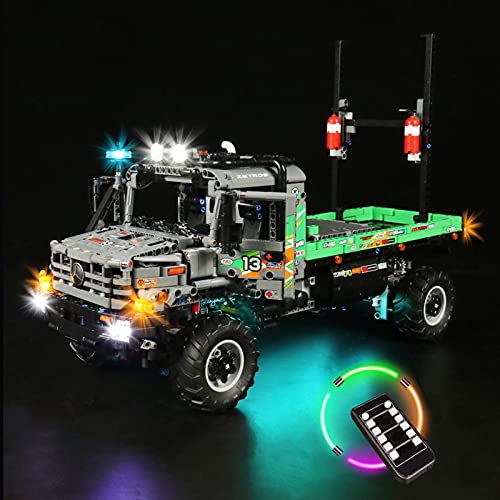 WXFN Conjunto de luz LED para Lego TECHNIC 4x4 Mercedes-Benz Zetros Prueba: Compatible con Lego 42129 Bloques de construcción Solamente - LOS BLOQUILLOS DE CONSTRUCCIÓN (VERSIÓN DE Control Remoto)