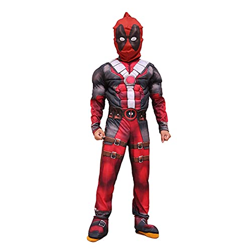 XNheadPS Niños Deadpool Body Disfraces musculosos Halloween Cosplay Miles Morales Jumpsuit Medias Niños Disfraz Traje Zentai Onesies Birthday Performance Onesuit,Black- Kid L 135~145cm