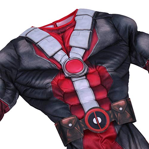 XNheadPS Niños Deadpool Body Disfraces musculosos Halloween Cosplay Miles Morales Jumpsuit Medias Niños Disfraz Traje Zentai Onesies Birthday Performance Onesuit,Black- Kid L 135~145cm