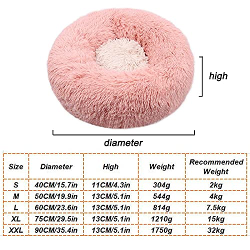 XRDSHY Cama Perro Suave Cama Gato Redonda, Camas De Gatos Perros De Donut con Parte Inferior Antideslizante, Cómodo Suave Y Cálida Cama para Mascotas Gatos Y Perros Pequeños, Pink-XL