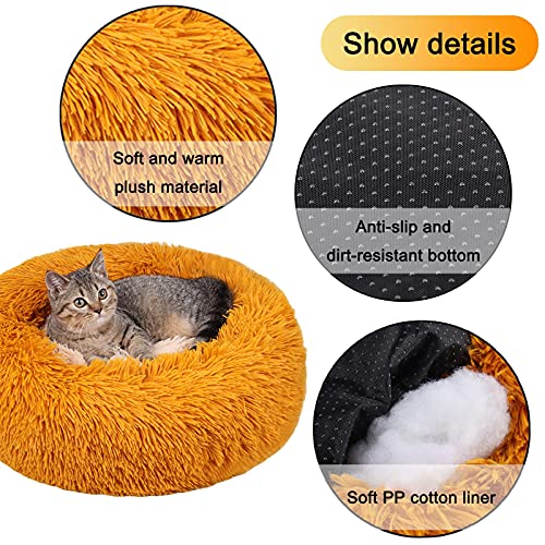 XRDSHY Cama Perro Suave Cama Gato Redonda, Camas De Gatos Perros De Donut con Parte Inferior Antideslizante, Cómodo Suave Y Cálida Cama para Mascotas Gatos Y Perros Pequeños, Pink-XL