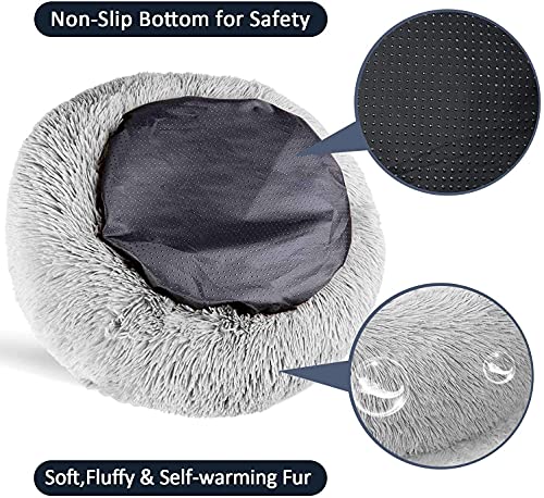 XRDSHY Cama Perros Redonda cojín Gatos sofá para Perros Donut Camas de Gatos Perros de Donut con Parte Inferior Antideslizante, Cómodo Suave y Cálida Cama,12-L