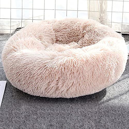 XRDSHY Cama Perros Redonda cojín Gatos sofá para Perros Donut Camas de Gatos Perros de Donut con Parte Inferior Antideslizante, Cómodo Suave y Cálida Cama,12-L