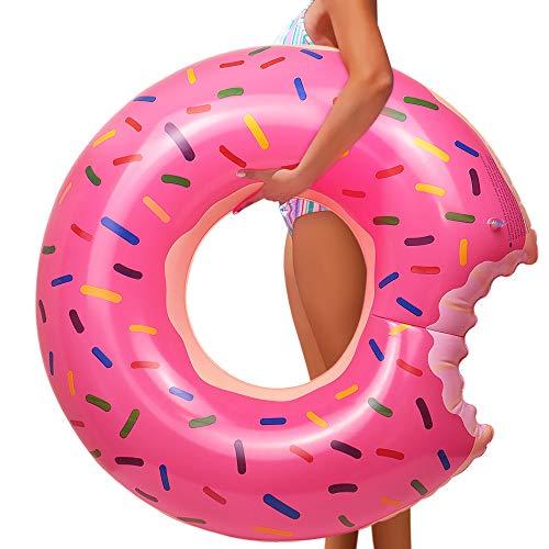 YIJIAOYUN Anillo de natación Inflable de Donut de Fresa Gigante, Gran Juguete de Playa de Piscina de Verano, Flotador de Piscina de Tubo de natación para Adultos