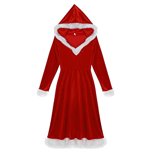 YiZYiF Vestido Navidad Mujer Disfraz Mamá Noel Chica Vestido Fiesta Rojo Traje Navideño Terciopelo Abrigante Disfraces Santa Claus Nochebuena Rojo X-Large