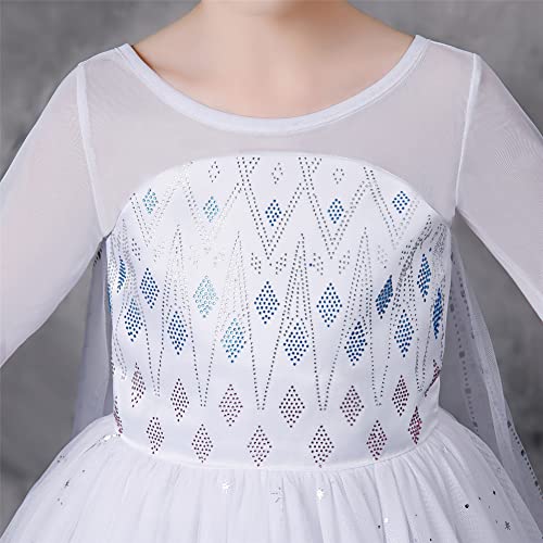 YOSICIL Disfraz Elsa Frozen 2 Vestido Princesa Elsa Lentejuelas Manga Larga Copo de Nieve Brillantes Para Navidad Carnaval Fiesta Cumpleaños con Accesorios 3-9 Años