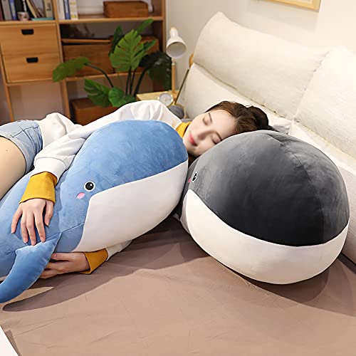 YUDIZWS Juguete de Peluche de Ballena Gigante, Almohada Adorable con Relleno Suave, Peluche, Cama, compañía, fichas, Regalos para niños y su,Gris,100cm/39.5inch