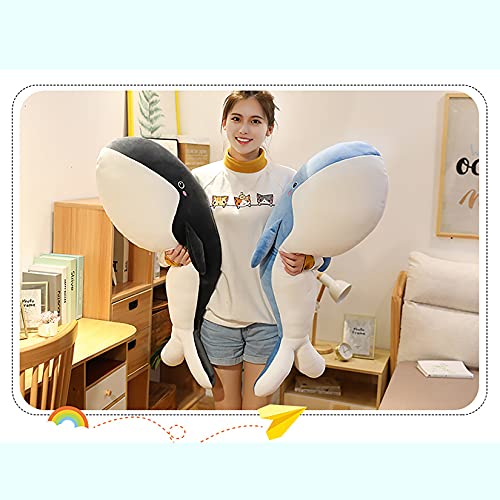 YUDIZWS Juguete de Peluche de Ballena Gigante, Almohada Adorable con Relleno Suave, Peluche, Cama, compañía, fichas, Regalos para niños y su,Gris,100cm/39.5inch