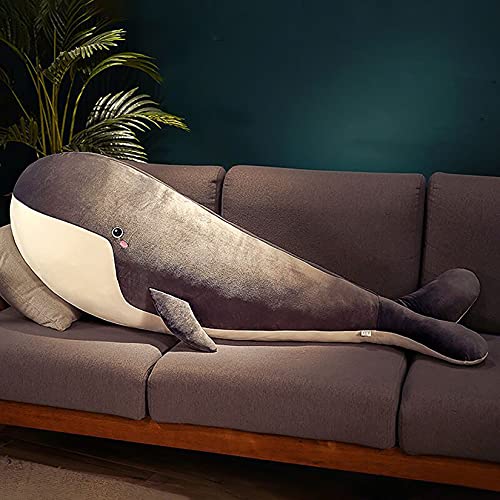 YUDIZWS Juguete de Peluche de Ballena Gigante, Almohada Adorable con Relleno Suave, Peluche, Cama, compañía, fichas, Regalos para niños y su,Gris,100cm/39.5inch