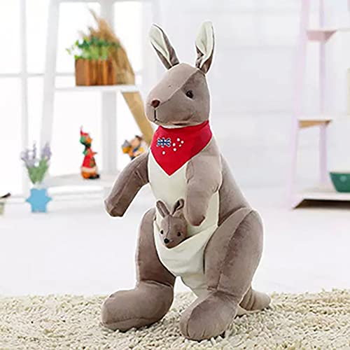 YUDIZWS Juguetes de muñeca de Peluche bebé, Canguro Gris, peluquería de Canguro reconfortante, la Madre Canguro con Peluche de Peluche, para niños Oscuros,Rojo,70cm