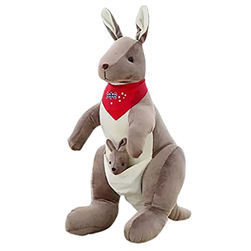 YUDIZWS Juguetes de muñeca de Peluche bebé, Canguro Gris, peluquería de Canguro reconfortante, la Madre Canguro con Peluche de Peluche, para niños Oscuros,Rojo,70cm