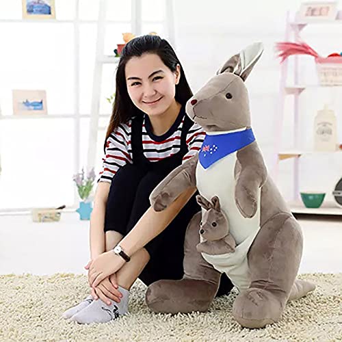 YUDIZWS Juguetes de muñeca de Peluche bebé, Canguro Gris, peluquería de Canguro reconfortante, la Madre Canguro con Peluche de Peluche, para niños Oscuros,Rojo,70cm