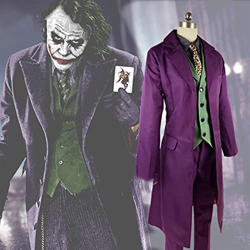 YYCHER Heath Ledger - Traje de cosplay de Halloween para hombre, película The Dark Knight Joker Disfraz de chaqueta púrpura (color: solo abrigo, tamaño: M)