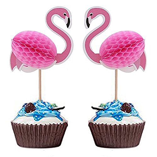 ZAMAC 50 piezas 3D de flamencos de piña para decoración de tartas de cumpleaños y cupcakes