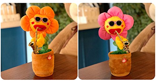 ZAMAC Juguete Divertido para Danza y Cantar Flores Encantadoras Girasoles Suave Relleno Peluche Juguetes eléctricos para niños Regalo