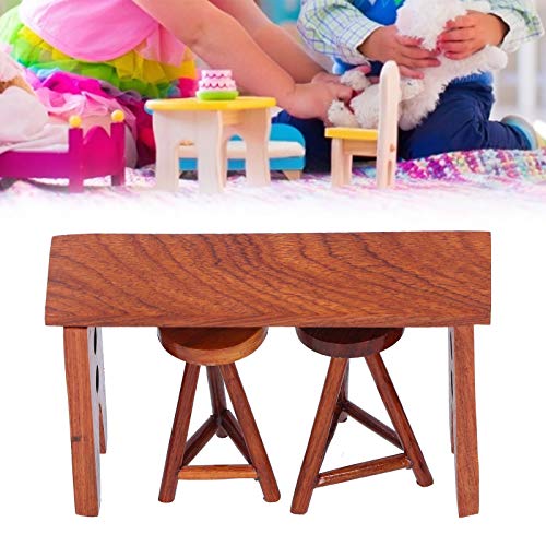 Zerodis 1:12 taburetes de Mesa de Bar de Madera Juego de Muebles de Madera en Miniatura de Alta simulación para Muebles de casa de muñecas DIY