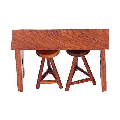 Zerodis 1:12 taburetes de Mesa de Bar de Madera Juego de Muebles de Madera en Miniatura de Alta simulación para Muebles de casa de muñecas DIY