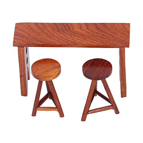 Zerodis 1:12 taburetes de Mesa de Bar de Madera Juego de Muebles de Madera en Miniatura de Alta simulación para Muebles de casa de muñecas DIY