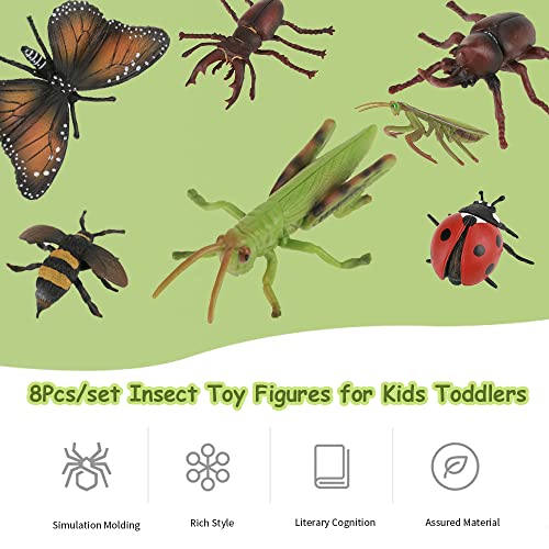 Zerodis Juguete de Insectos, 8 Unids/Set Mundo Animal Salvaje Figuras Modelo de Insectos Modelo de Mariposa Siete Estrellas Mariquita Conjunto Niños Niños Biología Ciencia Juguetes Regalo