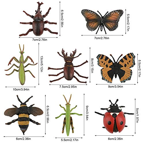 Zerodis Juguete de Insectos, 8 Unids/Set Mundo Animal Salvaje Figuras Modelo de Insectos Modelo de Mariposa Siete Estrellas Mariquita Conjunto Niños Niños Biología Ciencia Juguetes Regalo