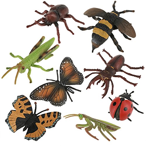 Zerodis Juguete de Insectos, 8 Unids/Set Mundo Animal Salvaje Figuras Modelo de Insectos Modelo de Mariposa Siete Estrellas Mariquita Conjunto Niños Niños Biología Ciencia Juguetes Regalo