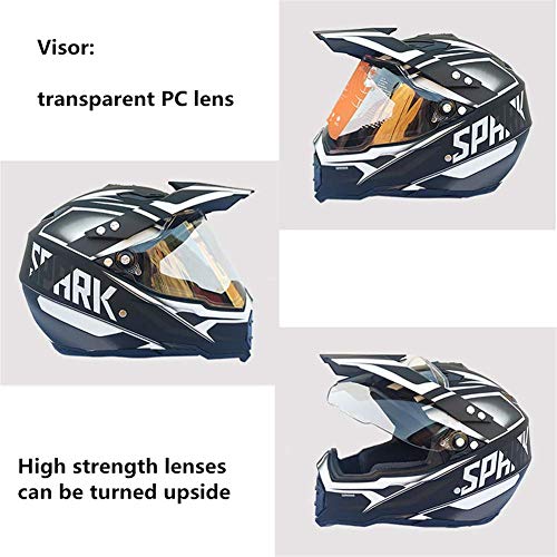 ZGYZ Casco de MTB, Casco de Motocross de Motocicleta con Visera Casco de Cross de Moto Enduro MX Quad ATV con ventilación Ajustable/Forro extraíble