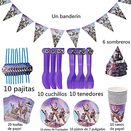 ZHIMATANG 87Pcs Suministros para Fiestas De Juegos El Juego De Decoración para Fiestas De Anime Incluye Juego De Decoración Y Vajilla